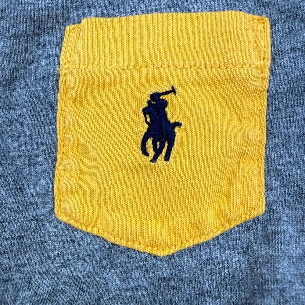 Ralph Lauren Colorblock T-Shirt Baby 3M Gray Red Blue‎ Yellow Long Sleeve Top